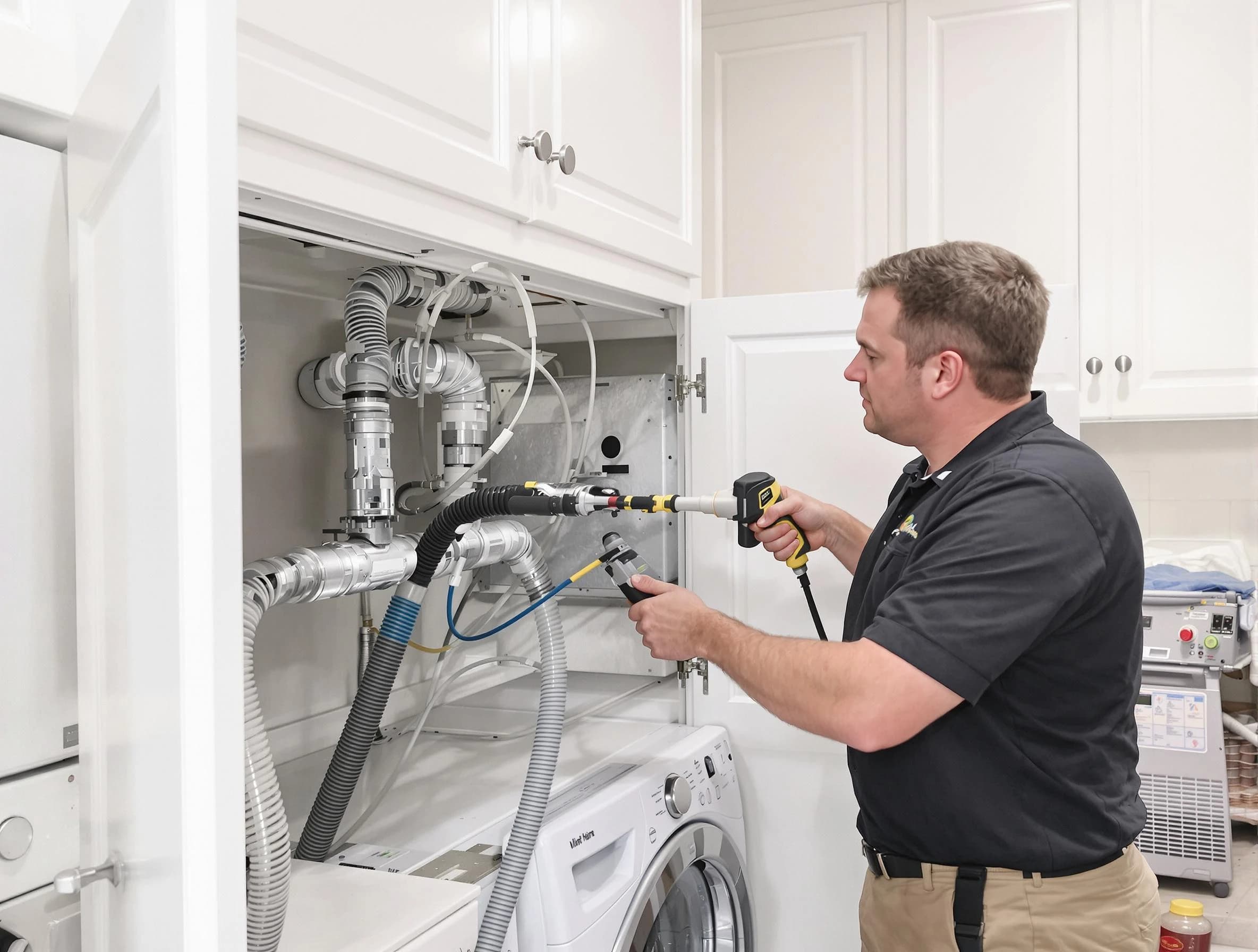 Tempe Dryer Vent Cleaning professional removing severe blockage from a clogged dryer vent in Tempe