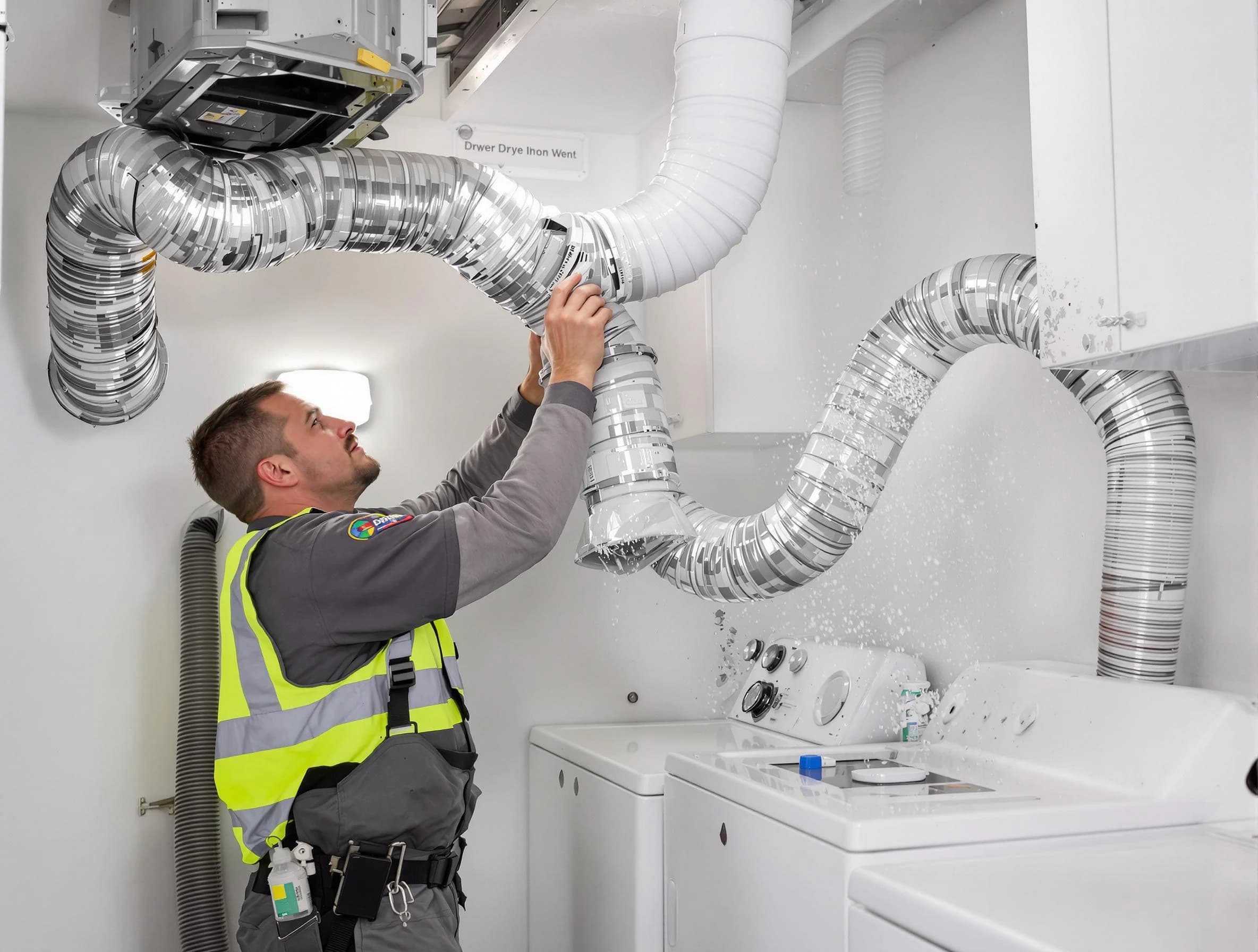 Tempe Dryer Vent Cleaning technician performing detailed dryer exhaust vent cleaning at a home in Tempe