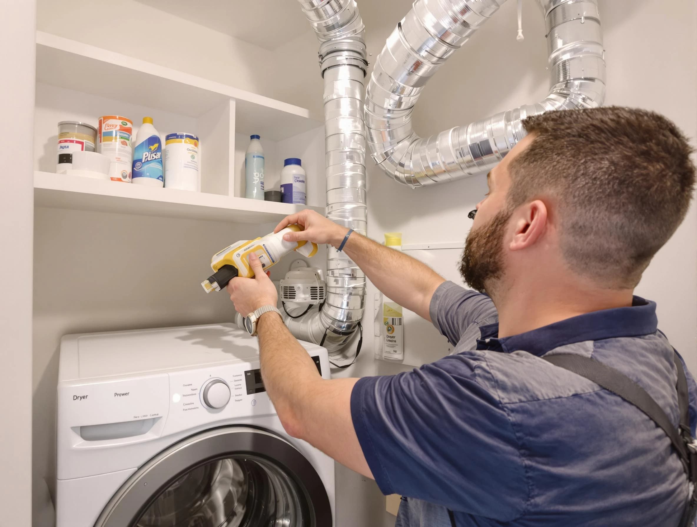 Tempe Dryer Vent Cleaning technician performing dryer vent cleaning at a home in Tempe