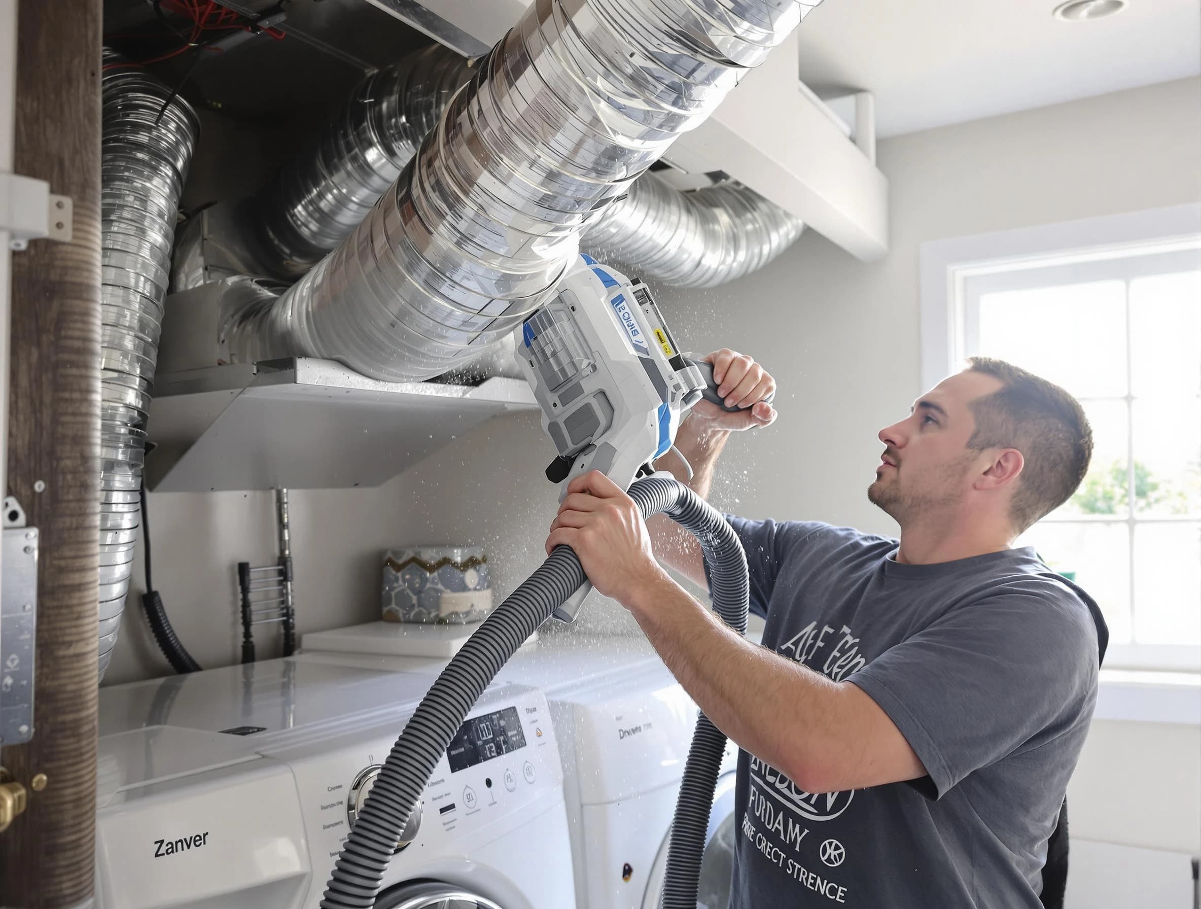 Tempe Dryer Vent Cleaning specialist cleaning deep within a dryer vent duct system in Tempe